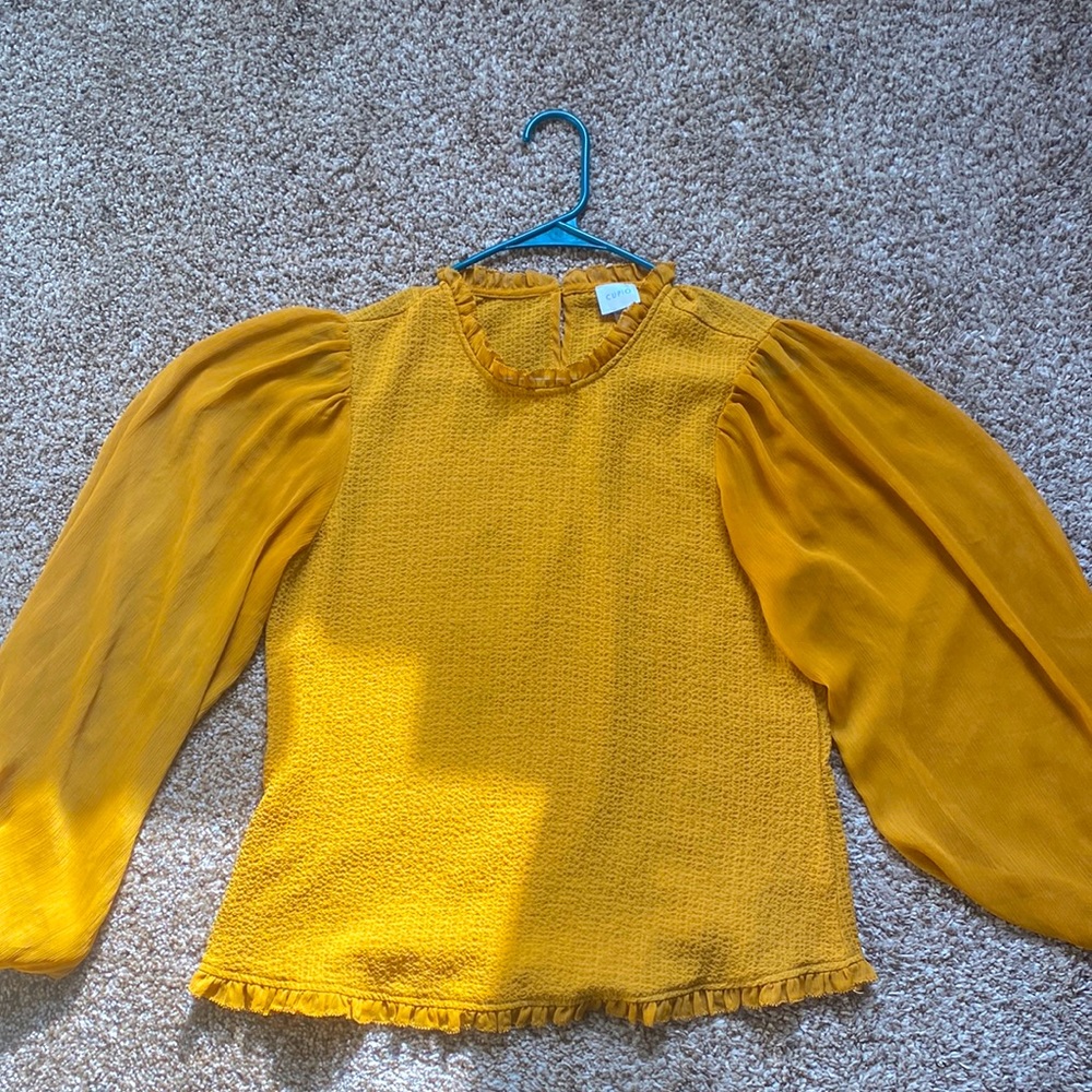 Tulle balloon sleeve blouse